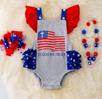 Girls Patriotic In God We Trust romper