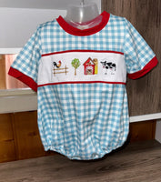 Boys Farm cow Romper 9M