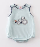 Baby Boys Bulldozer Applique Bubble Romper 6M 9M 12M