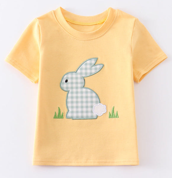 Boys Yellow Easter Bunny Appliqué Shirt 2T 4 7