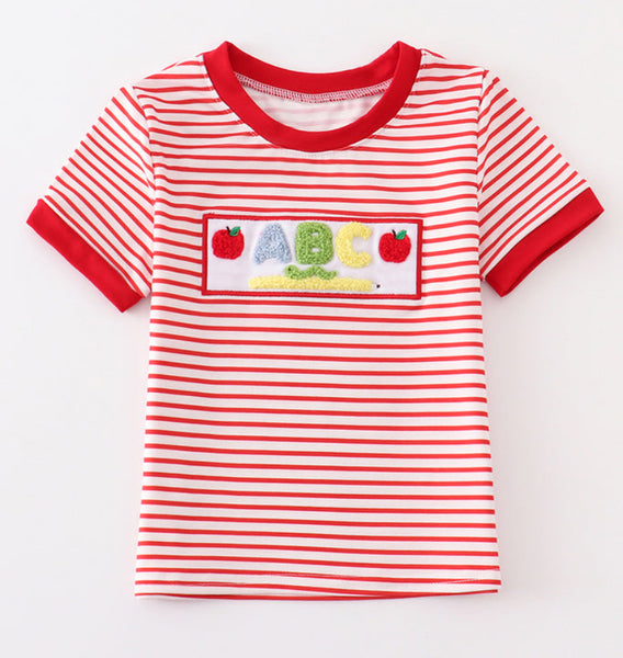 Boys French knot ABC shirt Back to School 4 5 6