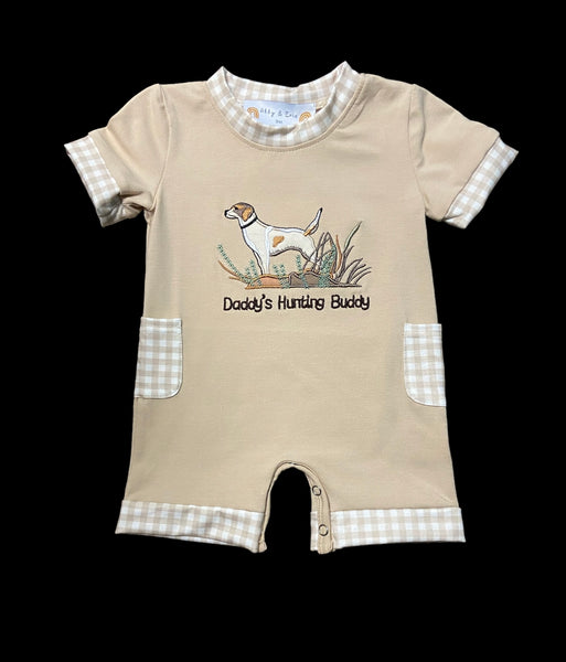 Baby Boys Dog Applique romper Daddy’s Hunting Buddy