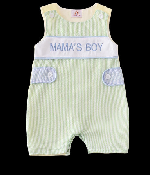 Baby Boys Seersucker Mama’s Boy Romper 3M