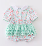 Girls Newborn floral ruffle butt romper