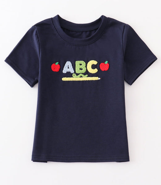 Boys 5 Back to School French Knot shirt ABC