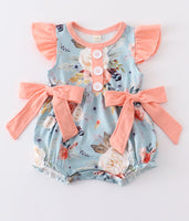 Girls Blue Floral Romper