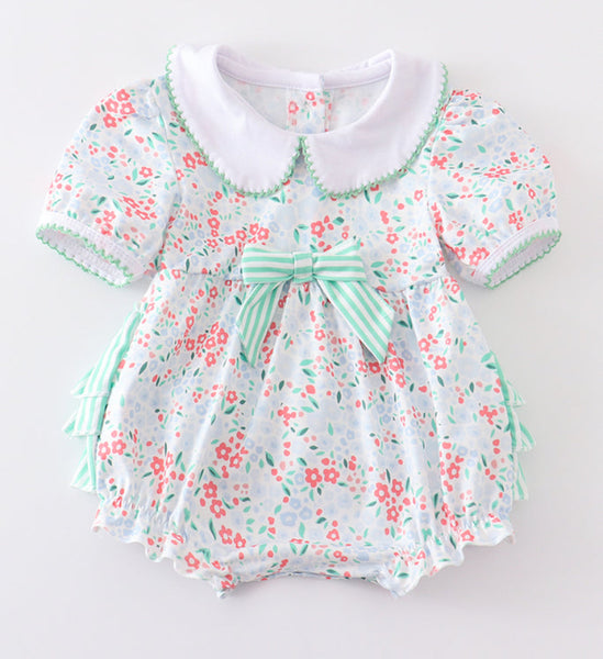 Girls Newborn floral ruffle butt romper