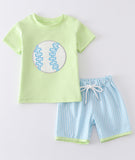 Boys Green Baseball Applique Shorts set 18M 2T