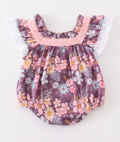 Baby girls floral lace romper