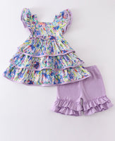 Girls Lavender Ruffle shorts set 2T