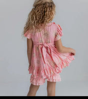 Girls Peach Daisy Ruffle Shorts set 10/12