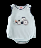 Baby Boys Bulldozer Applique Bubble Romper 6M 9M 12M