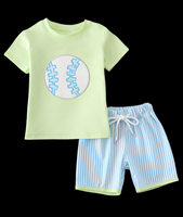 Boys Green Baseball Applique Shorts set 18M 2T