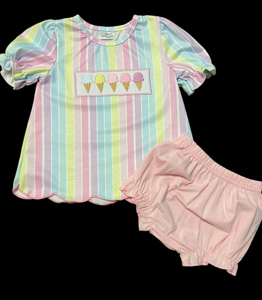 Girls 18M 24M Ice Cream applique Set