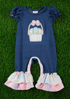 Baby Girls Easter egg basket Appliqué romper 6/12M 12/18M