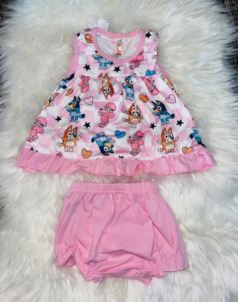 Girls pink Bluey Set 24M