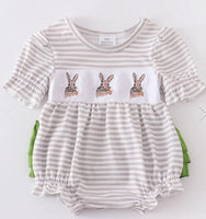 Girls Easter Bunny Ruffle butt romper 3M 12M