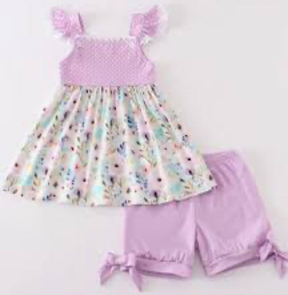 Girls 3T Lavender Floral Shorts set