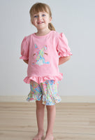 Girls pink Easter Bunny Appliqué lily shorts set 7