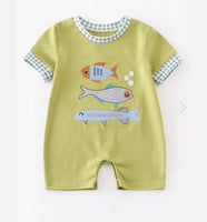 Boys Fish Fishing Romper 9M