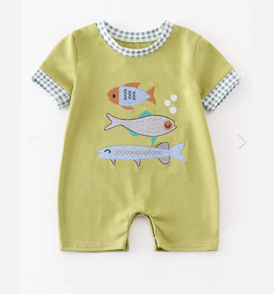 Boys Fish Fishing Romper 9M