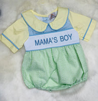 Boys Mama’s Boy Seersucker ROMPER 9M