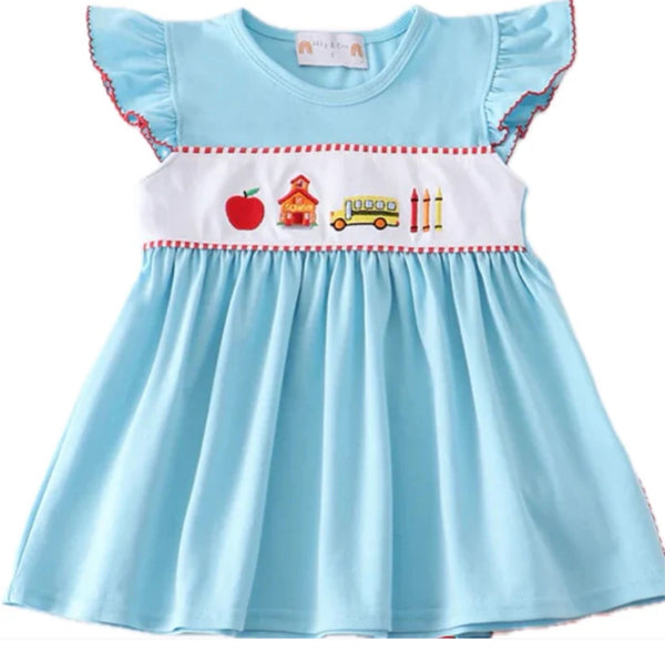 Girls 3T Blue Back To School Dress