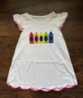 Girls Back to school Crayon Applique Dress 3T