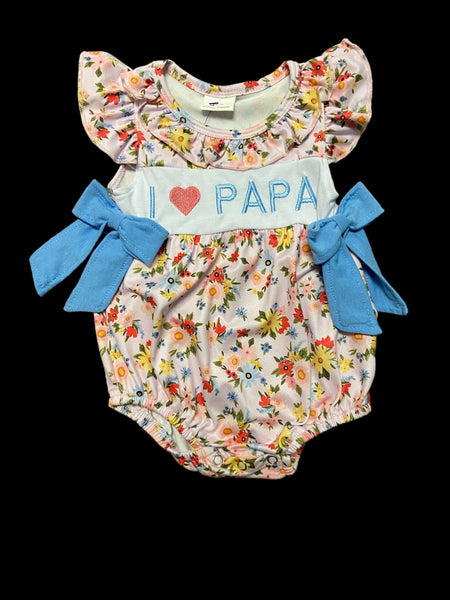 Girls I Love Papa Floral Romper 6-12M