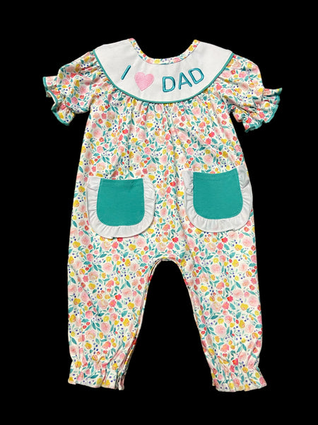 Girls I Love Dad Floral Romper 9M