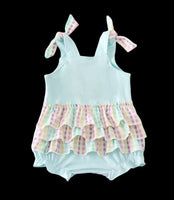 Girls Easter bunny appliqué Romper 6M