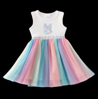 Girls Easter Rabbit rainbow tulle dress