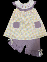 Girls 7 Easter bunny egg hunt shorts set