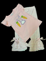 Girls Easter Bunny Appliqué Pants set 4 5 6