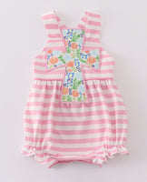 Baby Girls Easter Cross Applique romper 12M