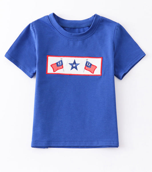 Boys Royal blue Patriotic Flag shirt 4th of July