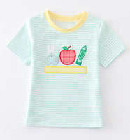 Boys 7 Back to school Shirt Apple appliqué 3T