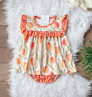 Orange Tulip Romper Dress Wellie Kate 12-18M