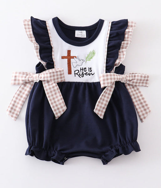 Baby Girls Newborn Easter He is Risen romper NB 9M