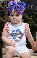 Baby Girls Patriotic Cow Romper 4Th of July 3/6M 18/24M