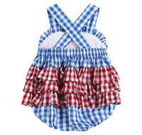 Smocked American Flag Ruffle Butt Romper