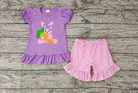 Girls purple Easter bunny appliqué shorts set cvs 6-12M